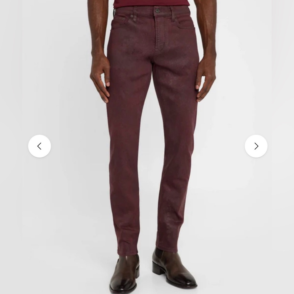 John Varvato’s Men’s Waxed Coated Jeans in Burgundy (28x30)